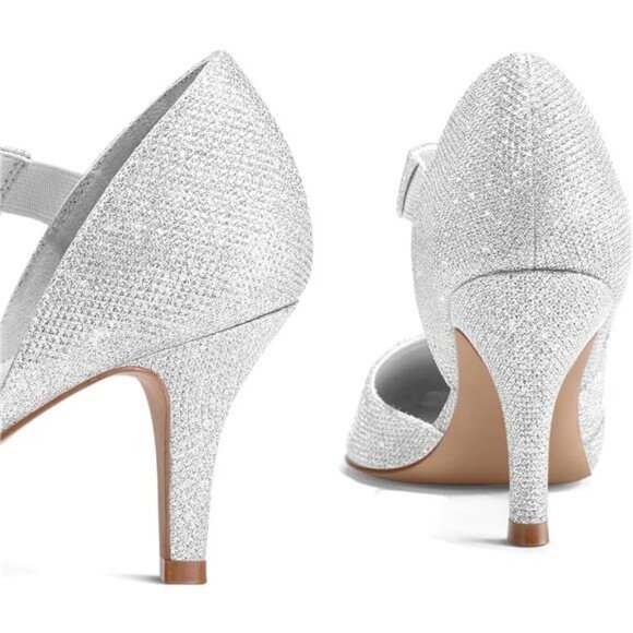 Women's Pointed Toe Low Stiletto Heel Dress Pumps Shoes - Picture 6 of 7
